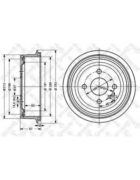 Барабан тормозной Daewoo Nexia Lanos