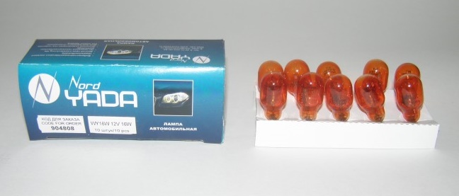 Лампа габарит. 12V WY16W T15 без цок. (на япон. а/м) желтая