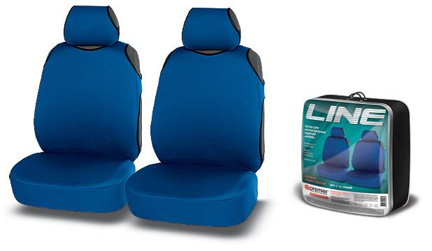 Чехлы на сиденья  МАЙКА   LINE перед. синие из 2шт.
