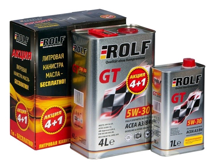 Масло моторное ROLF GT 5W30 API SL/CF; ACEA A3/B4 синт.  4л +1л жесть