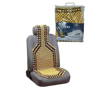 Накидка на сиденье массажная деревянная с подголовником, светлый лак