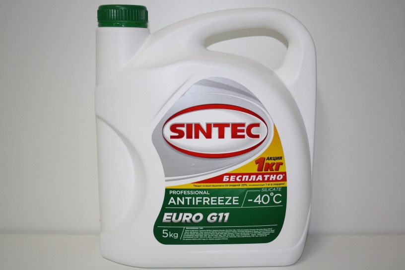 Антифриз Sintec EURO -40 G 11  5кг. зеленый ** АКЦИЯ 5кг. по цене 4 кг.