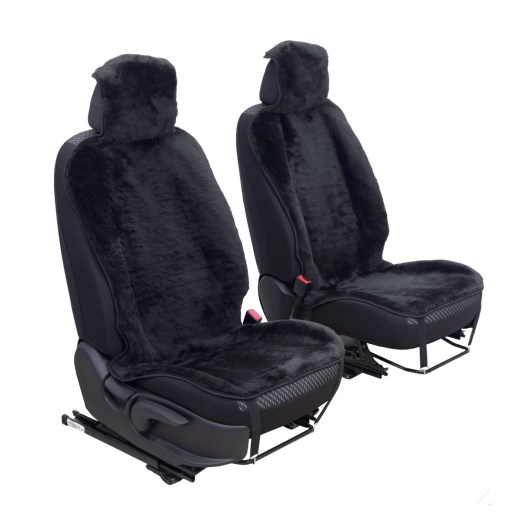 Накидка на сиденье меховая натур. шерсть перед. черная из 2шт Senator Country Wool