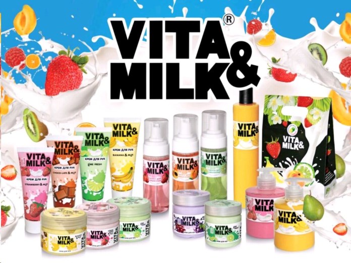 Набор подарочный Vita&Milk Банан (гель для душа 350мл, крем для рук 75мл, мочалка)