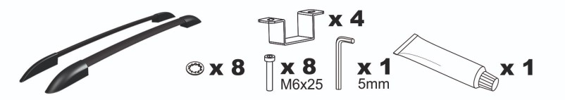 Рейлинги для КУНГА (фургон промтоварный) без паза, черный