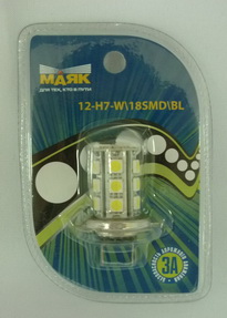 Лампа светодиод. H7-12V18 SMD белая 5500К