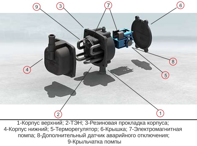 Подогреватель предпусковой   с помпой АТЛАНТ ПЛЮС d=18мм. 2,0 кВт ЭКОНОМ