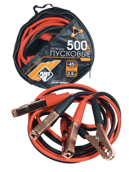 Провода пусковые  прикуриватели  500А 2,5м. в сумке, Nova Bright-fusion /морозостойкие/