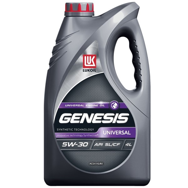 Масло Лукойл GENESIS UNIVERSAL 5W30 SL/CF A5/B5 4л. на основе синтетических технологий