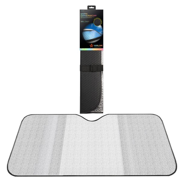 Шторка солнцезащитная на лоб стекло 130*60см (M) серебро двухсторонняя на присосках