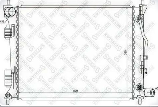 Радиатор охл. Hyundai Solaris 1.4i-1.6i, Kia Rio 1.2i-1.6 11) АКПП 500x385x23