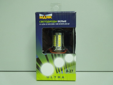 Лампа МАЯК H8/H9/H11/H16 12V 31 SMD-светодиод белая (5730) УЛЬТРА