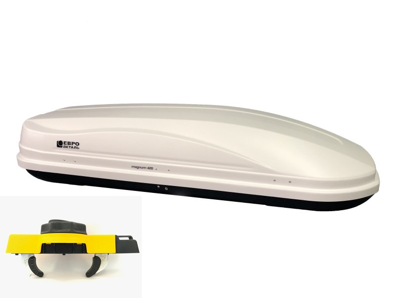 Автомобильный бокс ED МАГНУМ 420 белый карбон 1990х740х420 быстросъемное крепление