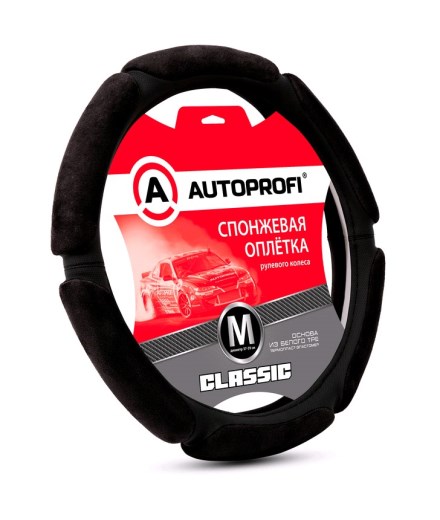 Оплетка руля (M) 2108-15, ИНОМАРКИ 37-39 см спонж 6 лепестков, наполнитель 1см поролон черная