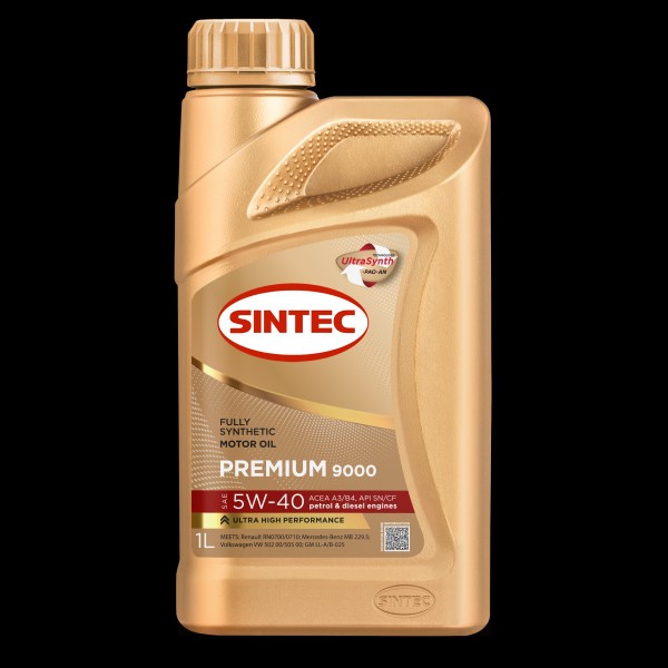 Масло моторное SINTEC PREMIUM 9000 SAE 5w40 API SN/CF, ACEA A3/B4  1л синт.