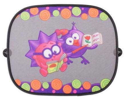 Шторки боковые 2шт. на присосках 44х36см черно-фиолетовая с Ежиком