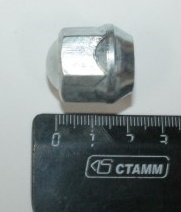 Гайка  колеса M12*1,25 Цинк Конус закр., /2123/ с юбкой ключ 19мм