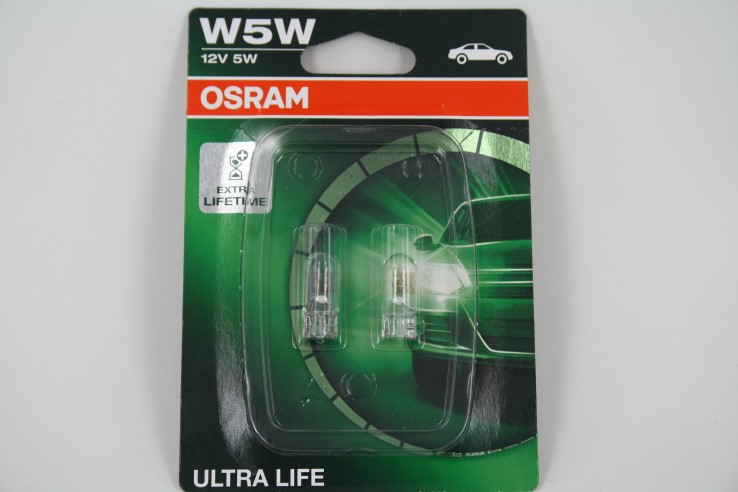Лампа Osram 12V W5W бесцокольная габарит белая ULTRA LIFE (блистер 2шт.)