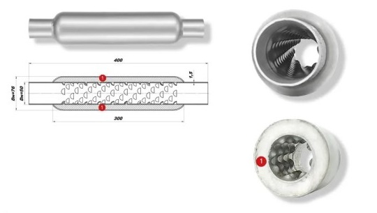 Пламегаситель стронгер универсальный 50*400*76 жаброобразный внутренний узел