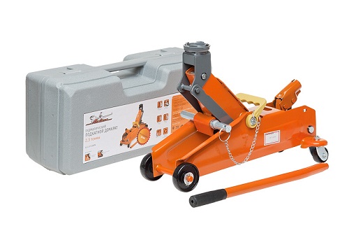 Домкрат подкатной 2.3т высота подъема 140-350мм. в кейсе