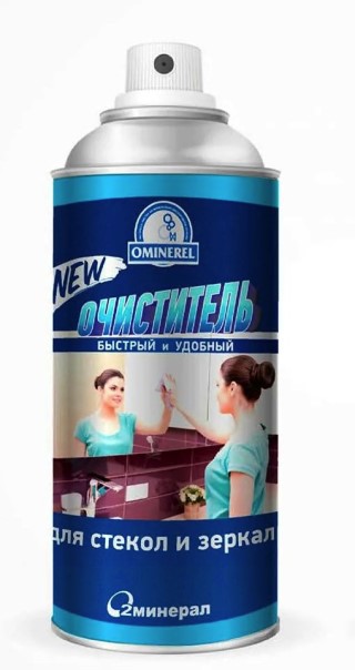 Очиститель OMINEREL  для стекол и зеркал 520мл. аэрозоль
