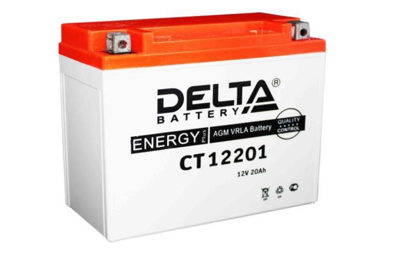 Аккумулятор 12V 20h для скутеров DELTA (YTX20L-BS, YTX20HL-BS, YB16L-B, YB18L-A) обрат. поляр. (177*88*154 пуск. ток 270