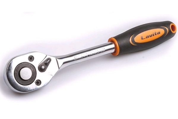 Вороток трещотка 1/2  24-зубцовая 250мм, с двухкомпонентной ручкой, CrV