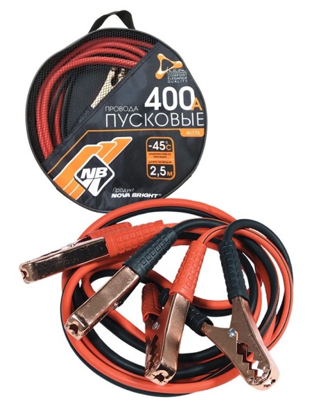 Провода пусковые  прикуриватели  400А 2,5м. в сумке, Nova Bright-fusion /морозостойкие/