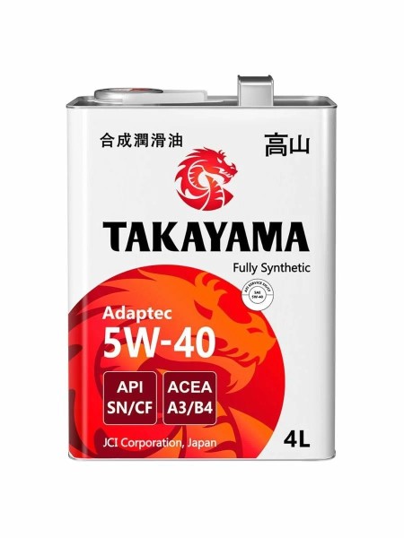 Масло моторное TAKAYAMA Adaptec SAE 5W-40 API SN/CF, ACEA A3/B4 4л синт. жесть