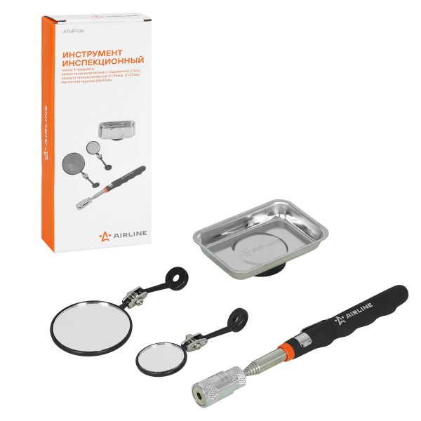 Набор  инструментов: тарелка магнитная 64х93мм, захват магнитный телескоп. до 2,2 кг с подсветкой, 2 зеркал телес.