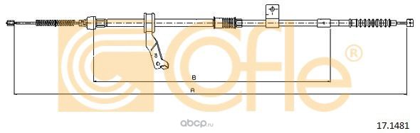 Трос ручного тормоза прав задн Toyota AVENSIS all (дисковые тормоза) (mod.T25) 3/03-3/04