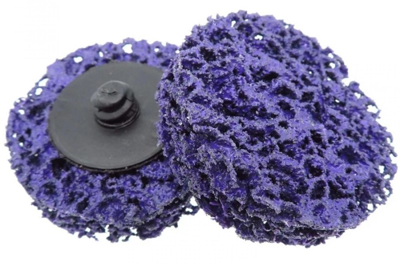 Круг для снятия ржавчины D=50 мм фиолетовый толщина 14мм (крепление Roloc)