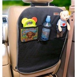 Защита спинки переднего сиденья (от грязной обуви детей) Siger Safe-1 черная с карманами