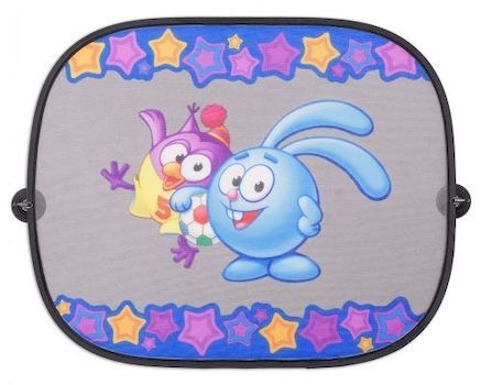 Шторки боковые 2шт. на присосках 44х36см сине-голубая с Крошем