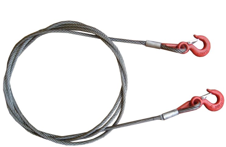 Трос буксировочный (стальной)  5т. 5м крюк/крюк (d-8.3мм)