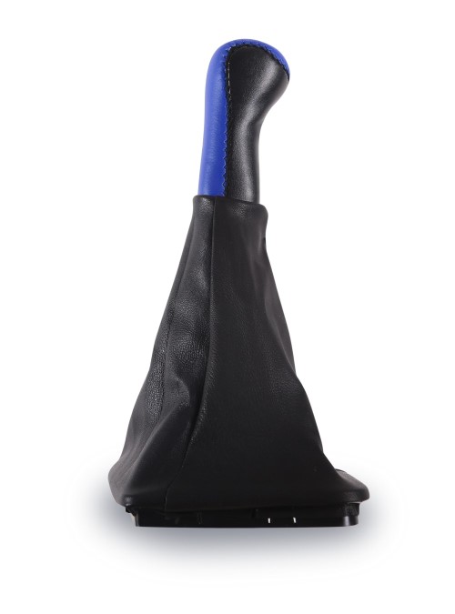 Ручка КПП кожанная 2170 с чехлом синяя с рамкой