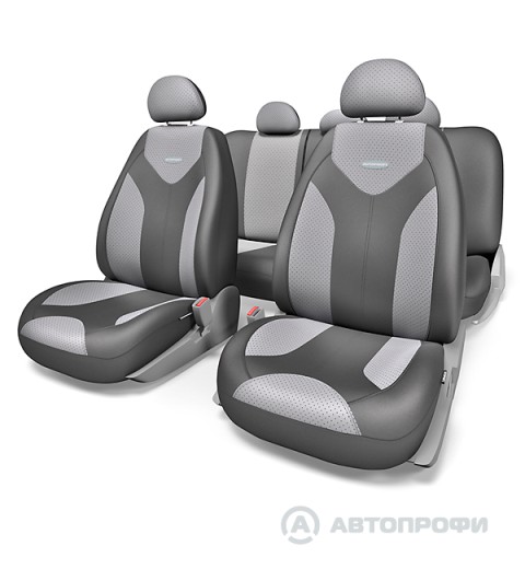 Чехлы на сиденья унив. MATRIX иск. кожа т.серые-св.серые (11пр)(S)