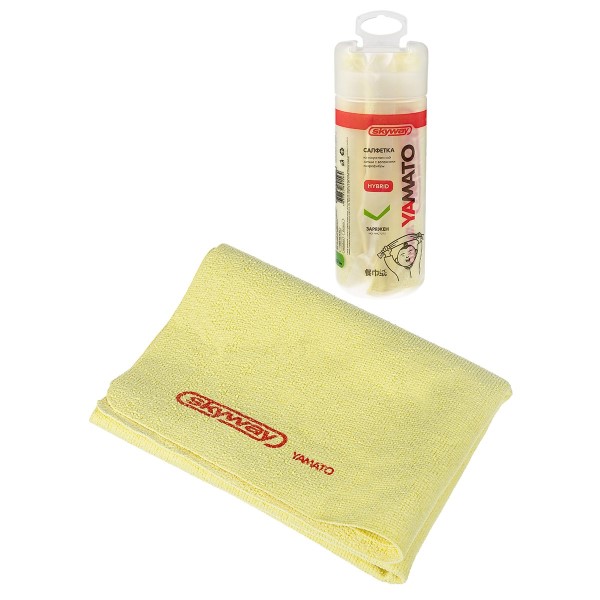 Салфетка замшевая в футляре SKYWAY малая с микрофиброй гибридная 43х32