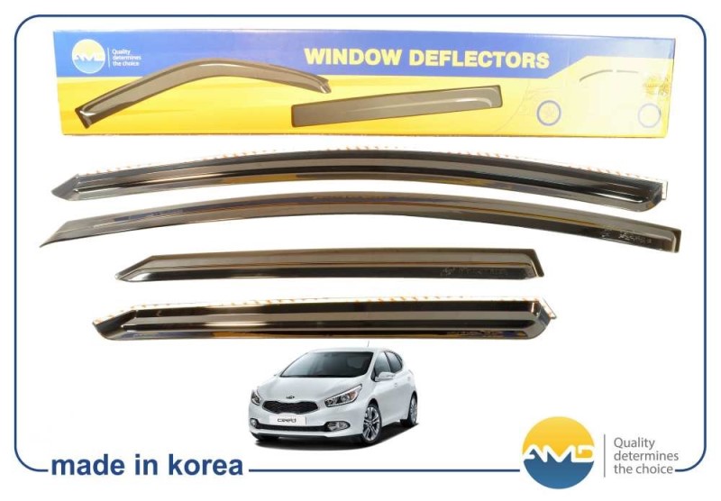 Дефлекторы дверей (ветровики) Kia Ceed Hb (2011-...) 4шт Black