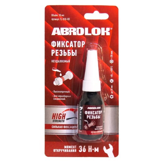 Фиксатор резьбы  ABRO  красный неразъемный 10мл