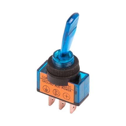 Тумблер 12В 20А 2-позиционный On-Off с синей подсветкой