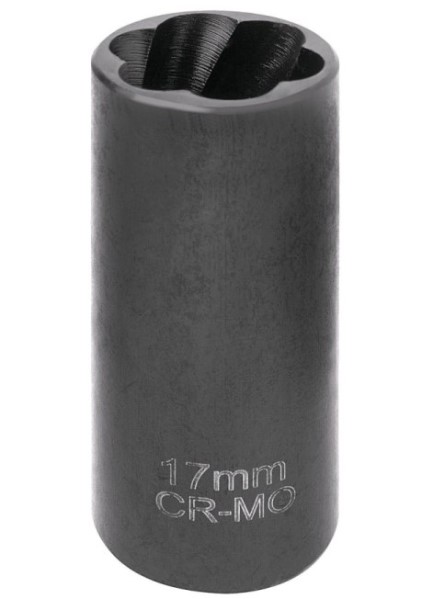 Головка торцевая ударная  тонкостенная  1/2   17мм, L50мм ЭКСТРАКТОР для поврежденных болтов/гаек (для шиномонтажа)