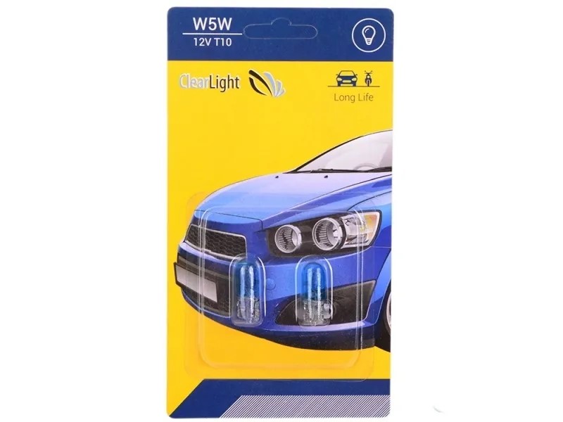 Лампа Clearlight 12V бесцок.  W5W T10 блистер 2шт
