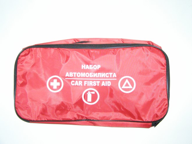 Сумка для аптечки, аварийного знака и огнетушителя  46*23*12 см, красная