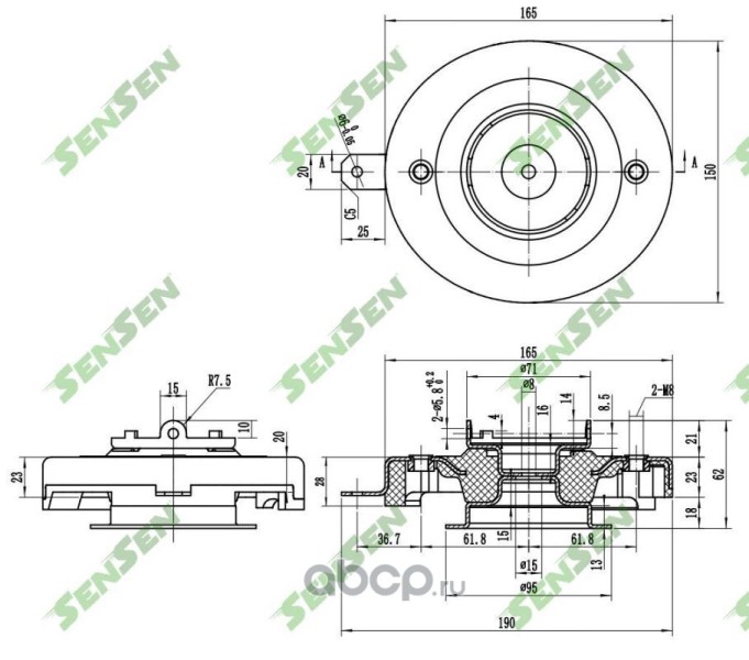 Опора амортизатора переднего renault 19 i, ii 88-, megane 95-, scenic 99