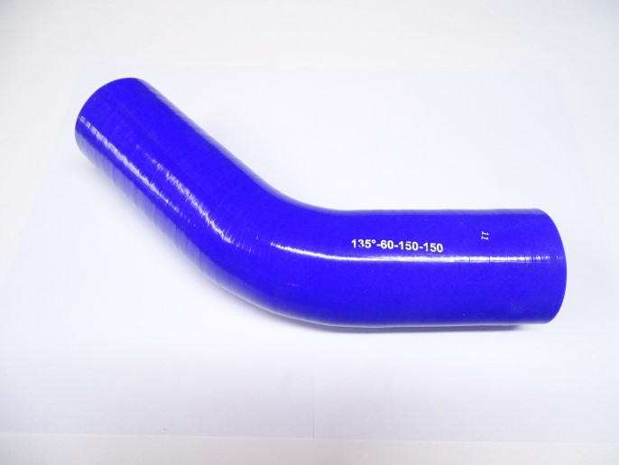 Патрубок угловой силикон 135,d60,L150x150, 4 нити стенка (5мм)