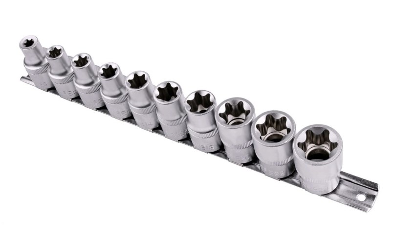 Набор головок-звезд  торкс (TORX) 1/2 (Е8,Е10,Е11,Е12,Е14,Е16,Е18,Е20,Е22,Е24) 10 предм.
