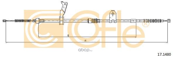 Трос ручного тормоза левый задн Toyota AVENSIS all (дисковые тормоза) (mod.T25) 3/03-3/04
