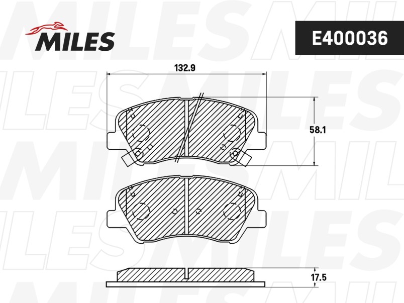 Колодки передние Hyundai Solaris, CRETA 2.0; Kia RIO III   E400036  (Новая смесь)