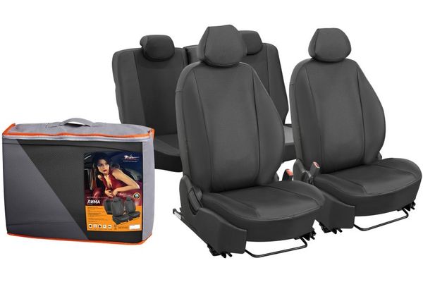 Чехлы на сиденья Tucson, Sportage 16-- экокожа черные Лима (18пр.)